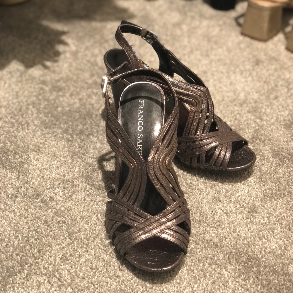 Strappy Silver Franco Sarto Heeled Sandals